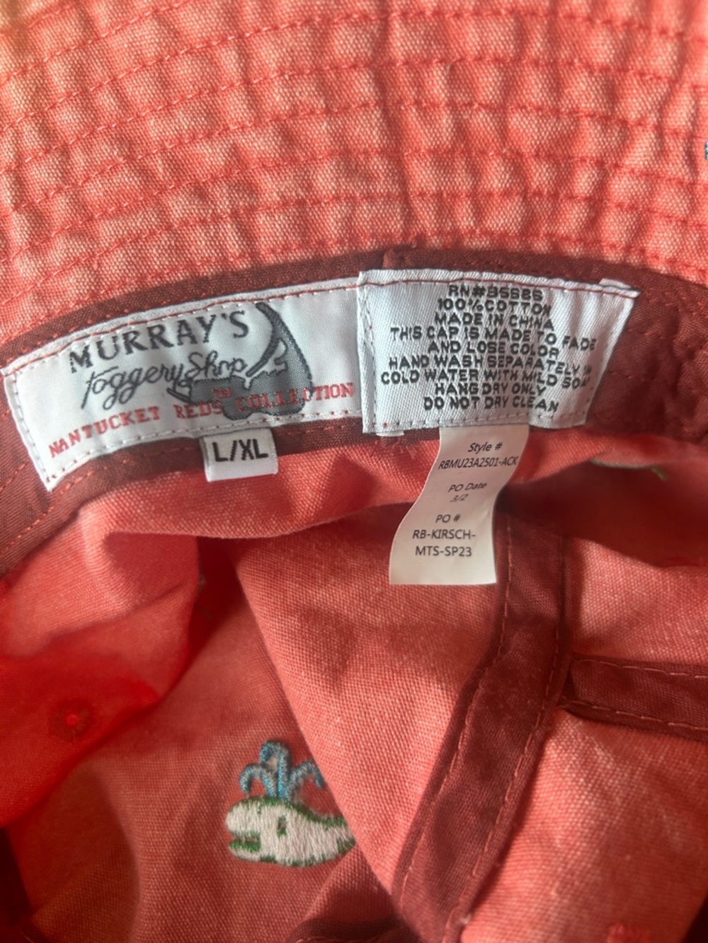 Murray’s Toggery Shop Orignal Nantucket Reds Whale Critter Bucket Hat - Picture 5 of 6